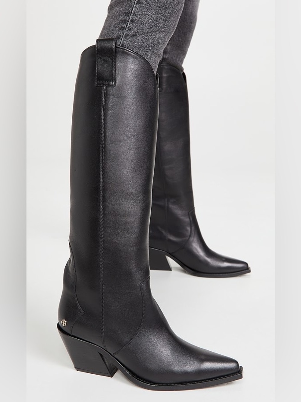 Anine Bing Tall Tania Western Boots in Black NIB